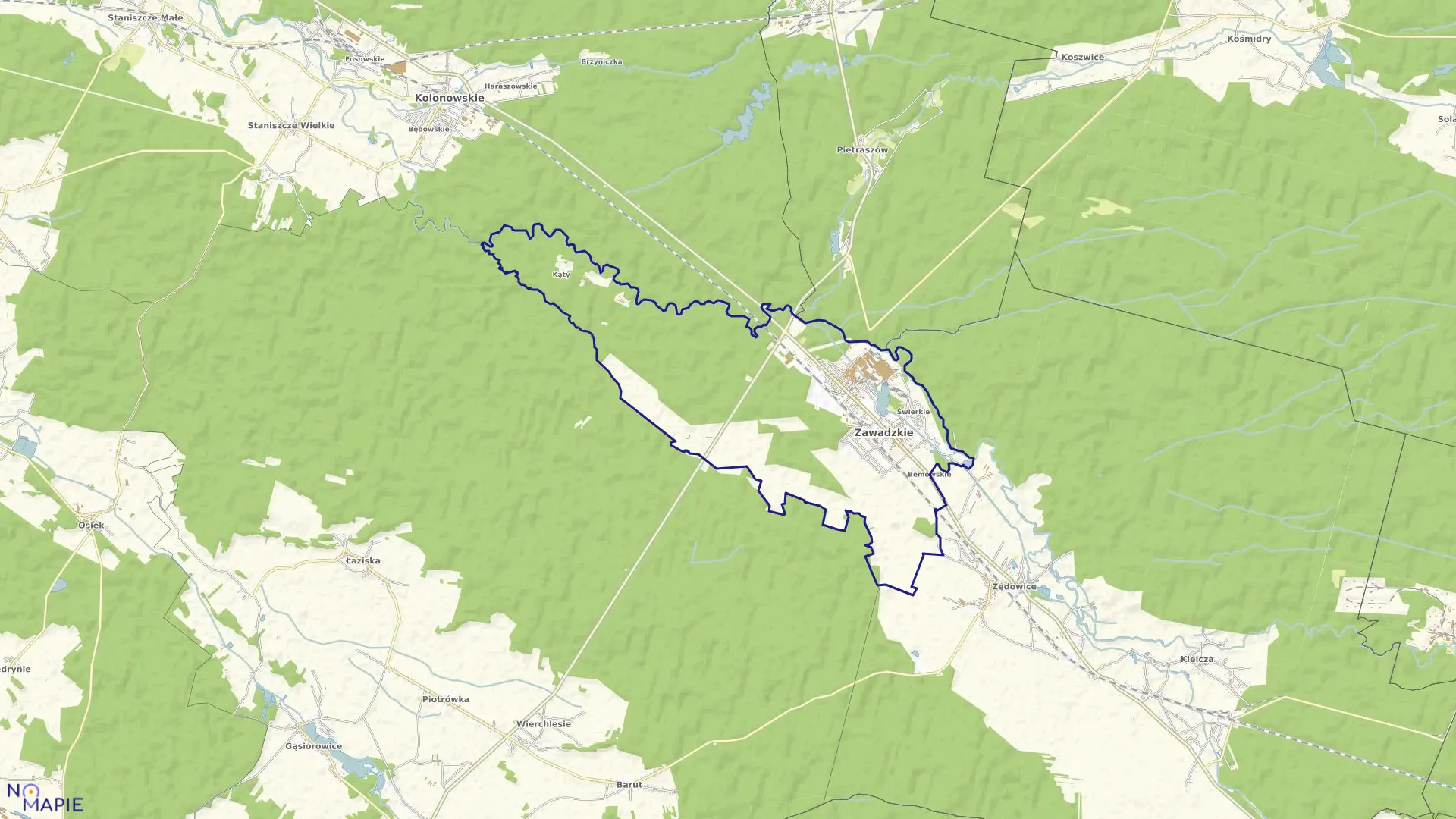 Mapa obrębu ZAWADZKIE w gminie Zawadzkie